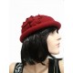 Chapeau laine a 100 % bourgogne a fleur