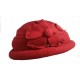 Chapeau laine a 100 % bourgogne a fleur