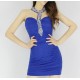 Petite robe Bleu Royal avec cravatte de pierre au cou