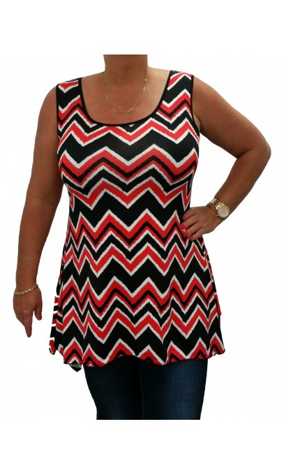 Tunique Zig Zag Rouge et Noir Modes Gitane