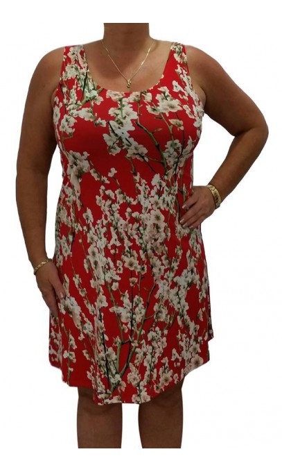 Robe rouge aux fleurs blanches collection Fitwell