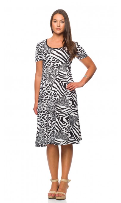Robe de la collection mode actuelle-modes Gitane blanche et noir avec texture dans le tissue