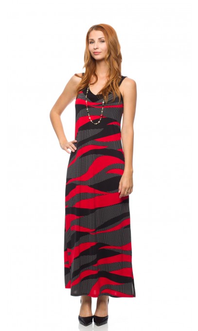 Robe longue rouge et noir funcky Mode Gitane