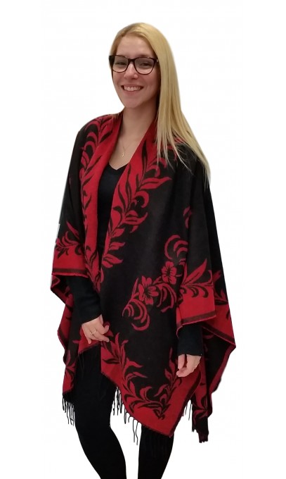 Poncho enflammé de rouge