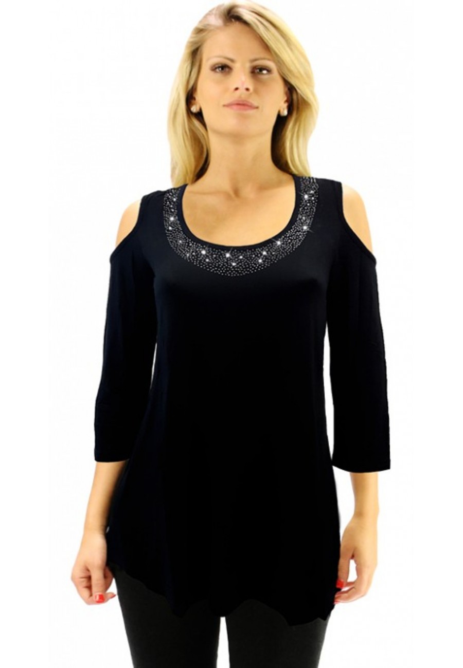 Haut féminin Noir avec swarovski Tango Mango Boutique isla Mona