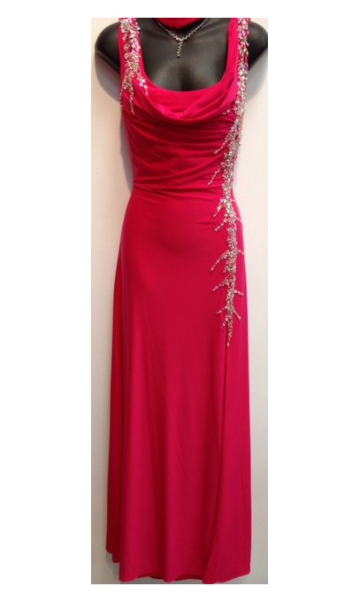 Robe de bal rose fushia avec pierre scintillante 