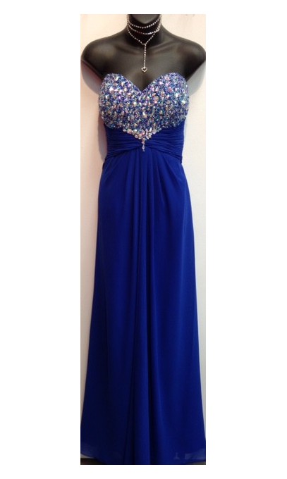 Robe de bal bleu royal avec pierres au buste