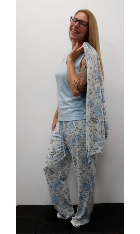 3-piece Cashmere Pajama Set Blue