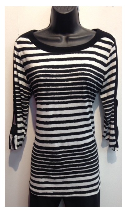 Tunique Mode Crystal lignée noir et blanche