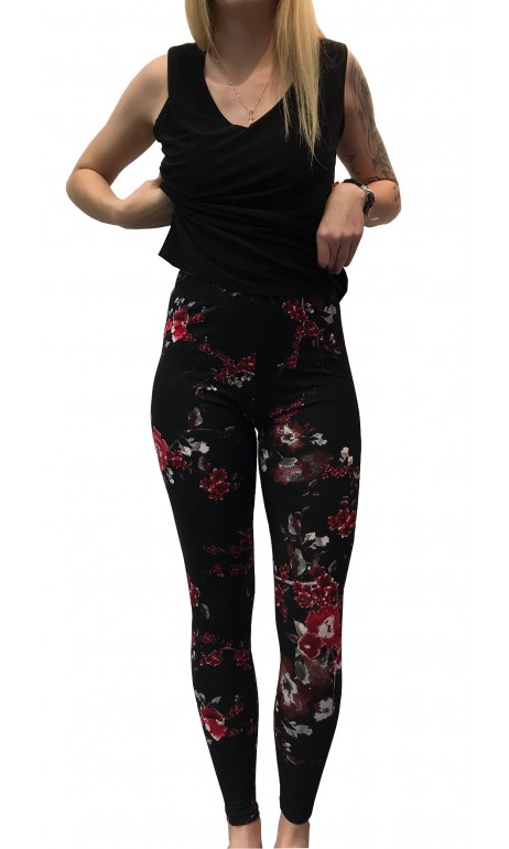 Legging imprimé petites fleurs Rouge Marvella