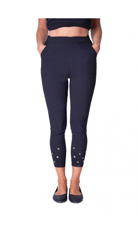 Legging mi-mollet noir avec petites anneaux Creation