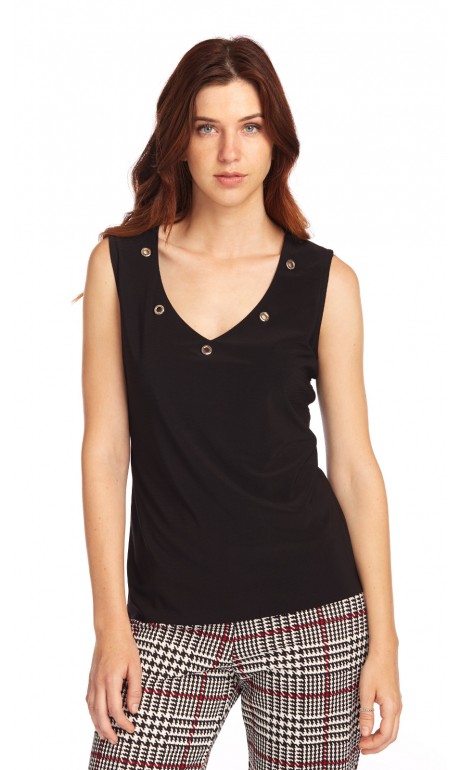 Camisole Noir col en V avec petites anneaux