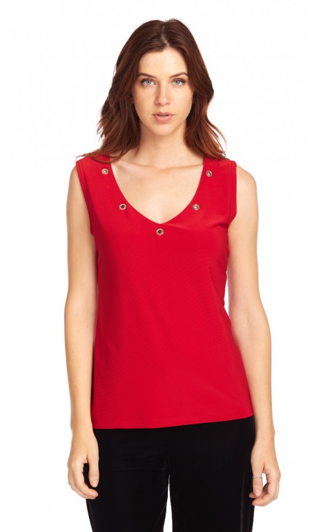 Camisole Rouge col en V petites anneaux