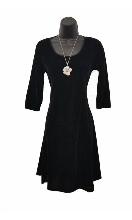 Robe paris manche 3/4 velours noir Modes Gitane