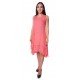 Hyper light fabric dress Coral color