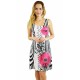 Robe soleil imprimé moderne fleurs Rose