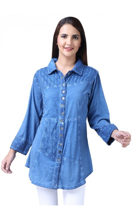 Chemise style jeans bleu Joana