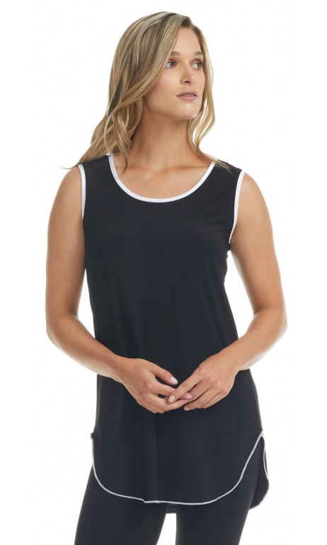 Tunique camisole noir accent de blanc Mode Gitane