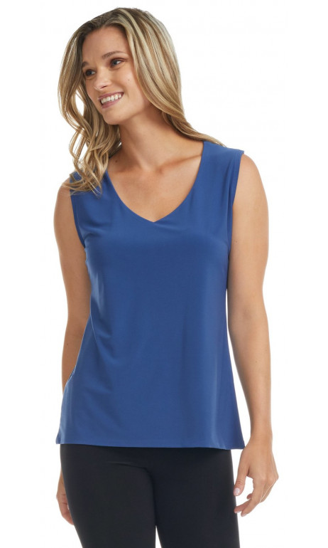 Camisole Bleu col en "V" doublé au devant Modes GItane