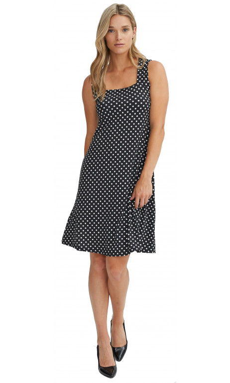 Robe Noir a pois Blanc col carré Modes Gitane