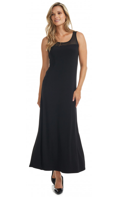 Robe longue unie Noir filet dans le haut Modes Gitane