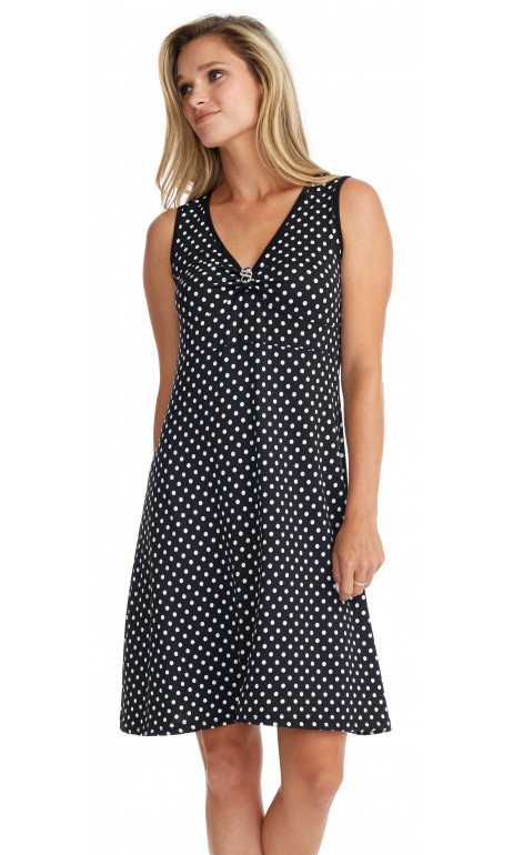 Polka dot brooch dress