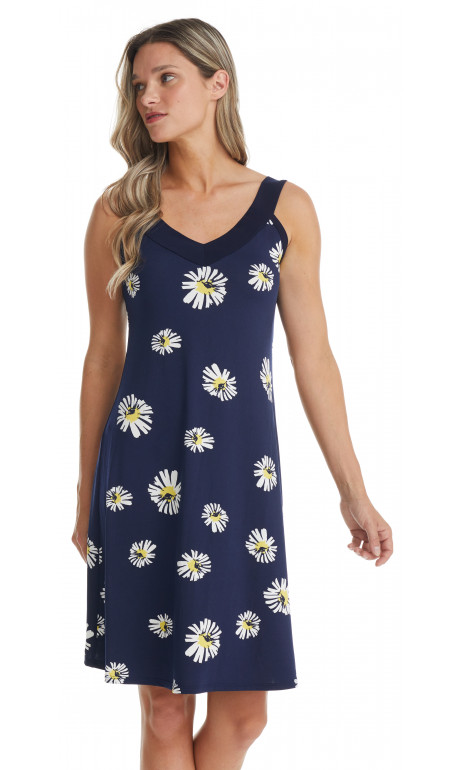 Navy V-neck dress with flowers