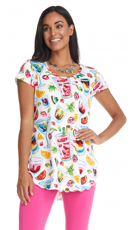 Colorful cocktails tunic white background