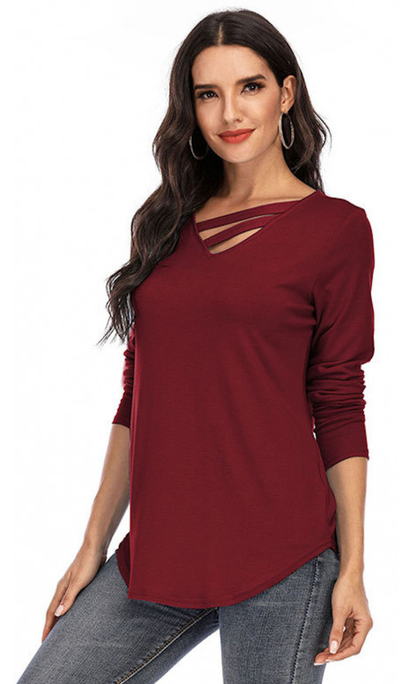 Burgundy Top With 2 Decorative Straps