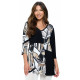 Taupe Printed Contrast V-Neck Tunic