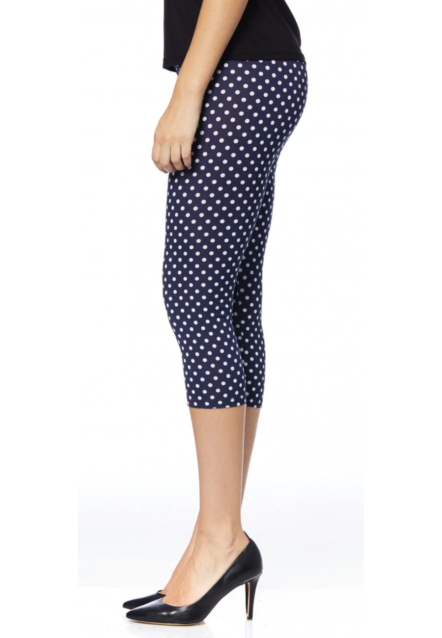 Navy and white polka dot capri leggings - Boutique Isla Mona