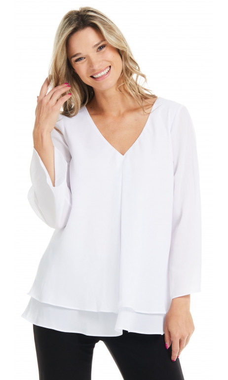 Haut Chiffon LS Blanc