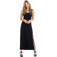 Robe longue col V Noir