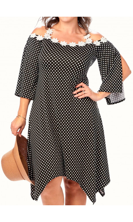 Robe marine a pois Blanc