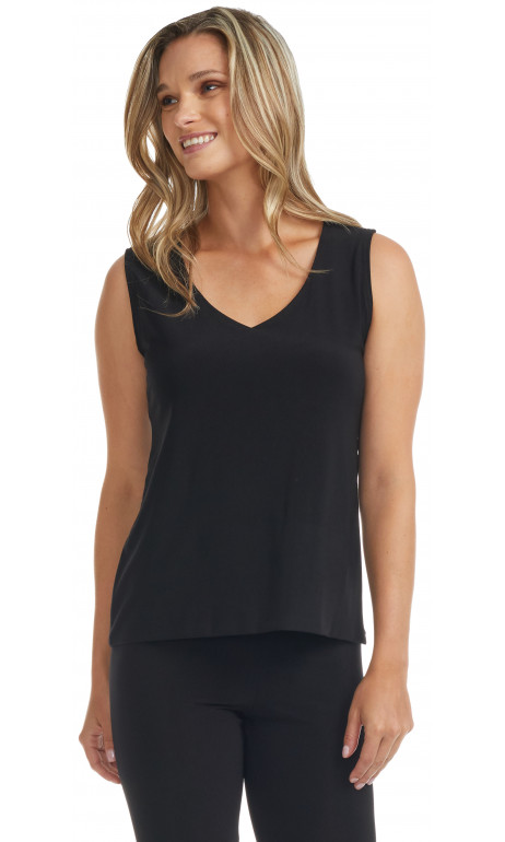 Camisole noir col en "V" doublé au devant Modes GItane