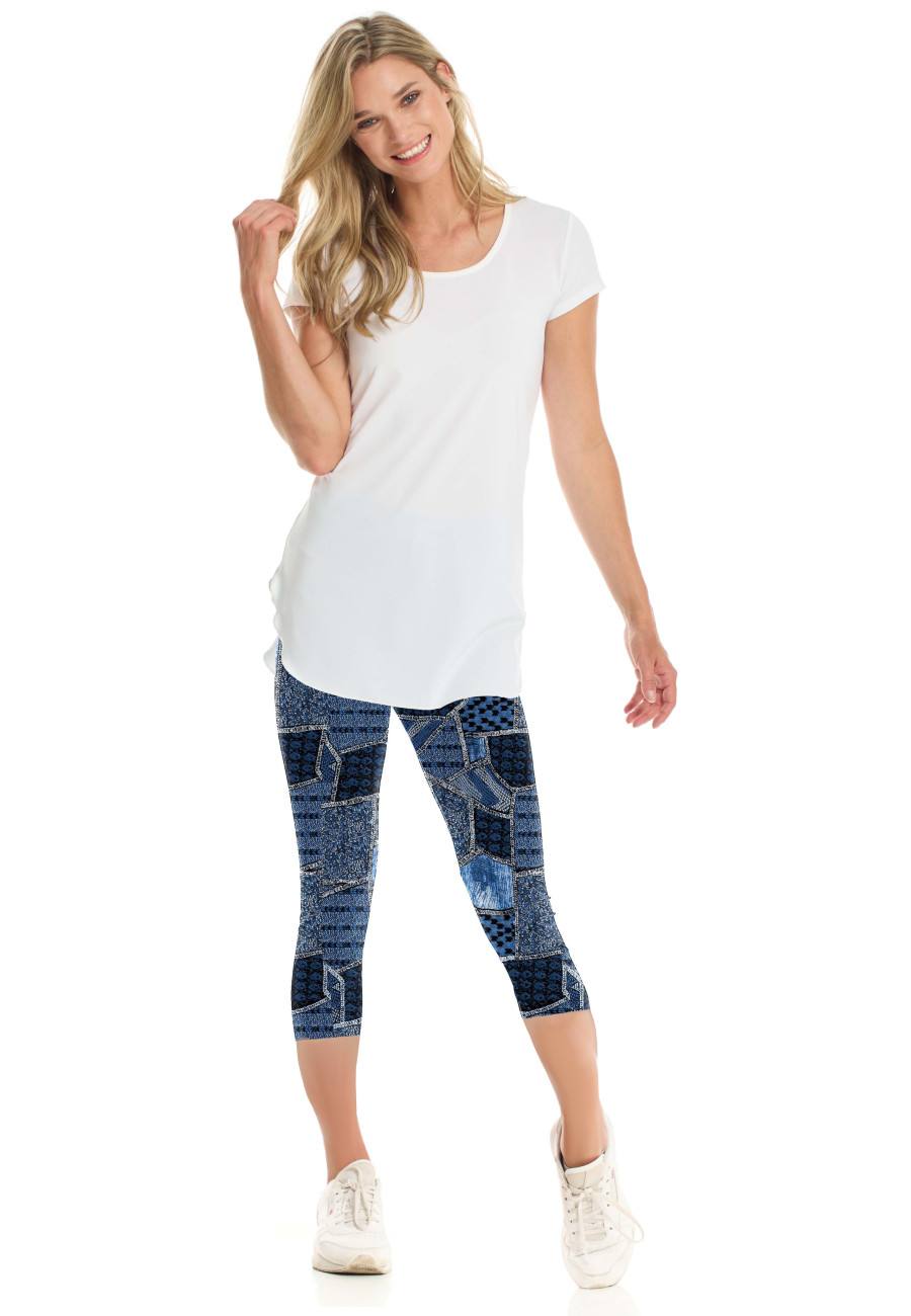 Blue patchwork capri leggings Boutique Isla Mona