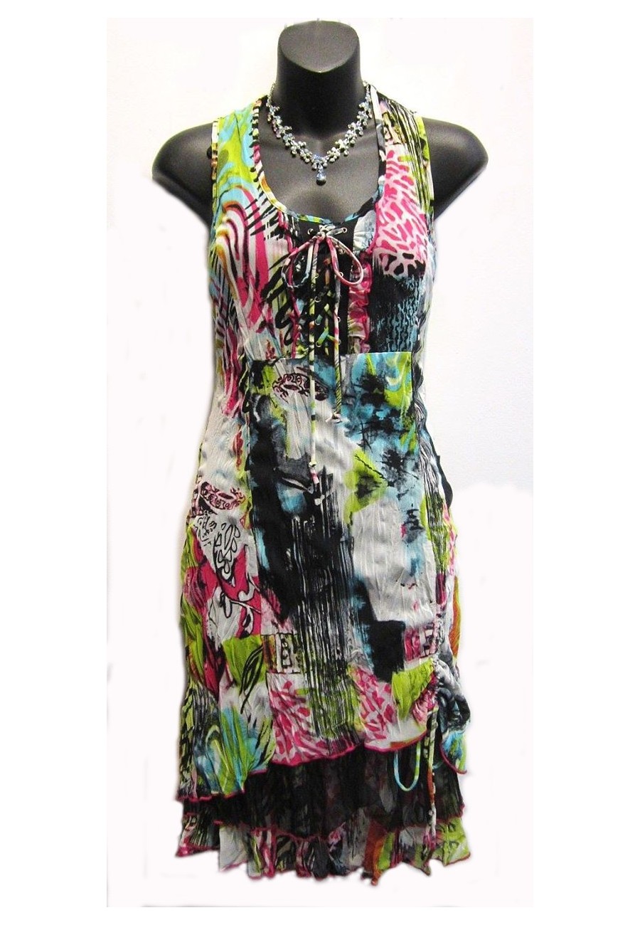 Superbe petite robe soleil multicolore - Boutique Isla Mona