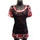 Chandail fleurs corail & filet Collection Mode Crystal