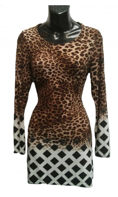 Leopard and checkered print tunic Michael Tyler 