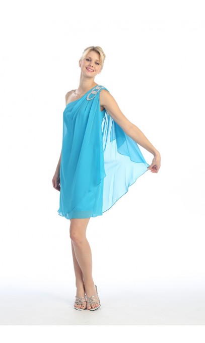Robe soirée Courte de couleur Turquoise 